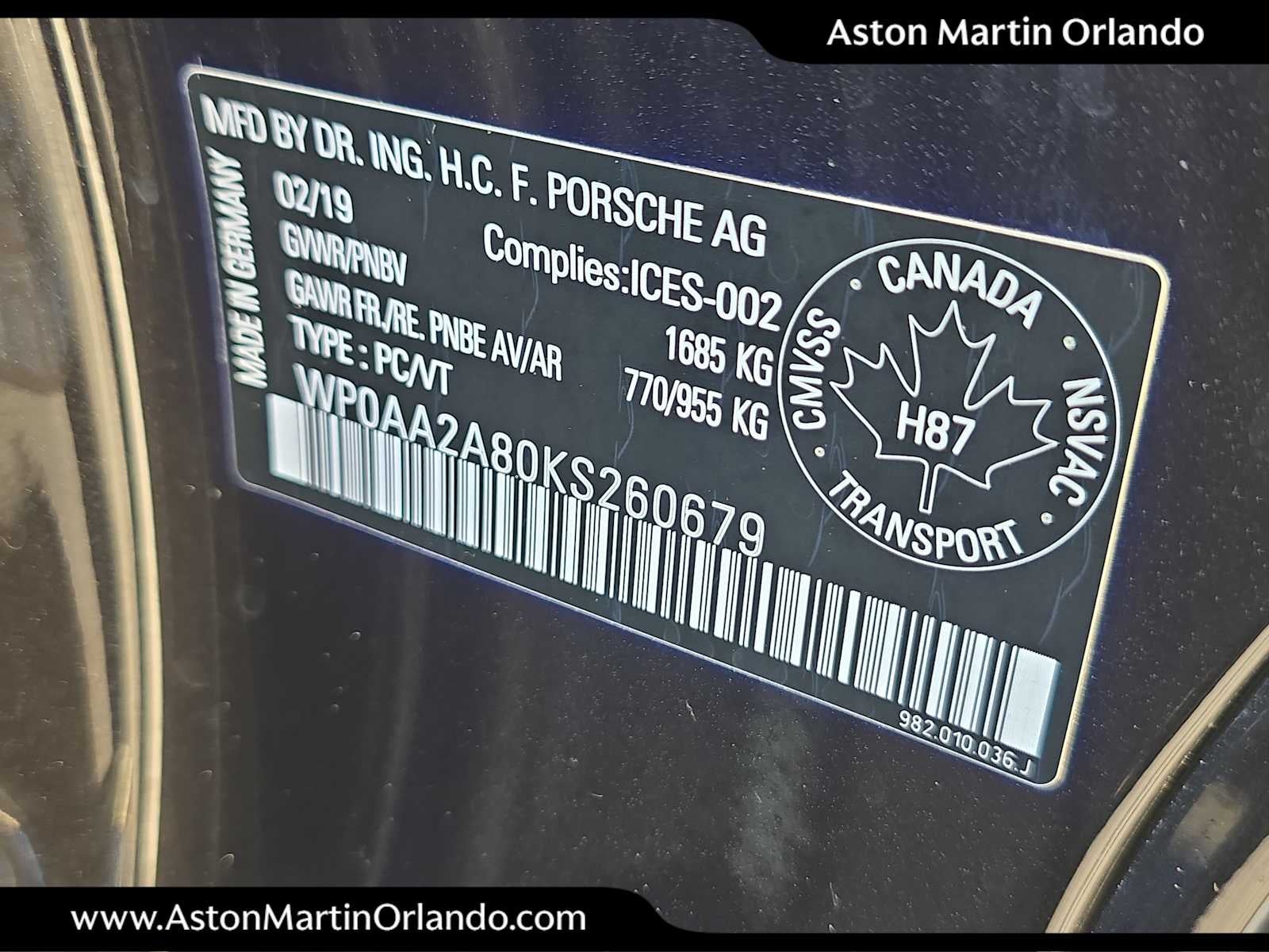 2019 Porsche 718 Cayman Base